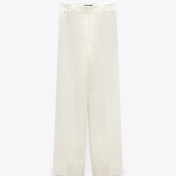 Zara Linen Blend Wide Length Pants sz sm - Picture 2 of 5